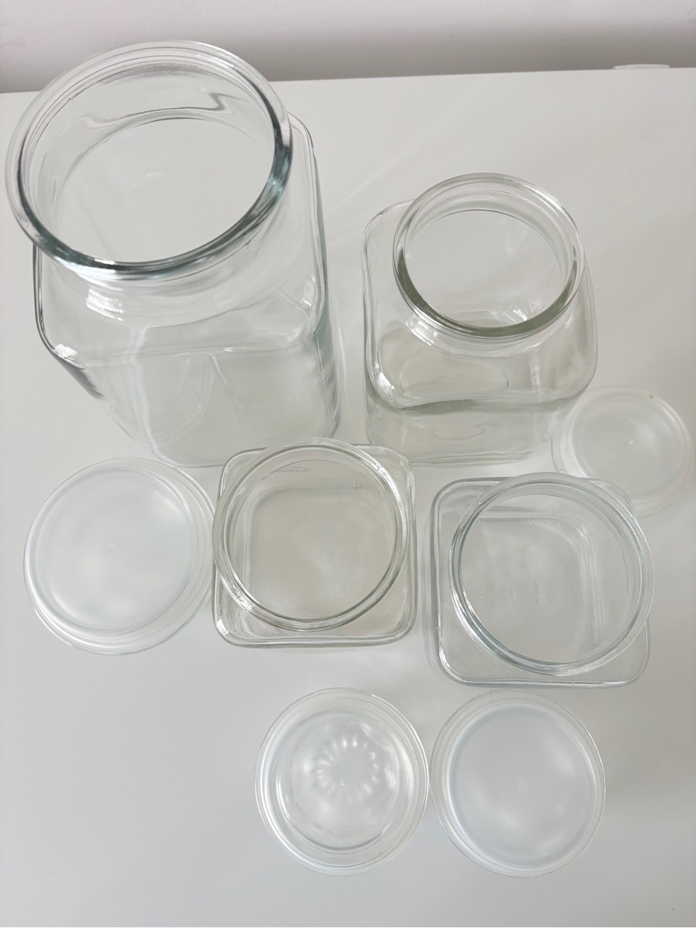 4 Vintage Anchor Hocking Canister Apothecary Jars with Lids Square Starburst - Picture 4 of 14